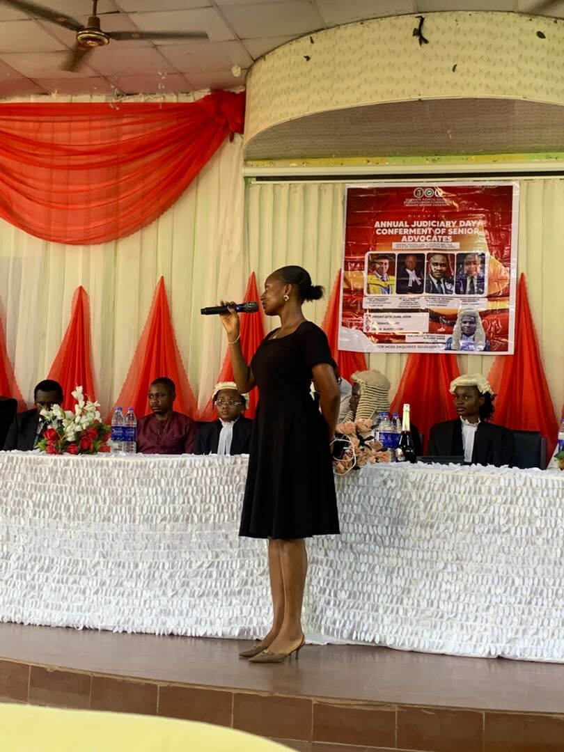Maryjane Ejebughaobi speaking at the Annual Judiciary Day